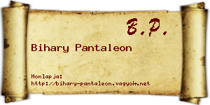 Bihary Pantaleon névjegykártya